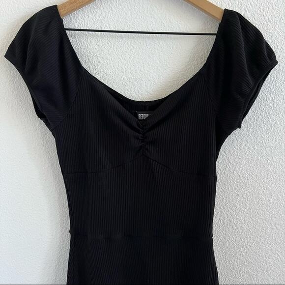 Reformation Black Ribbed Dress Mini Casual Sweetheart Neckline Small - Picture 4 of 9